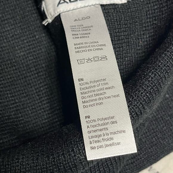 ALDO Women's Knit Beanie Hat Gold And Rhinestone Hardware - Picture 5 of 6